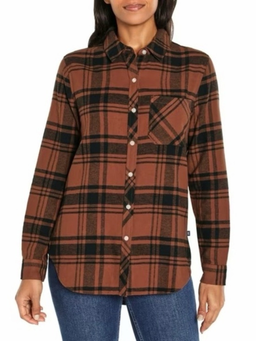 GAP Boyfriend plaid Shirt in Black and brown